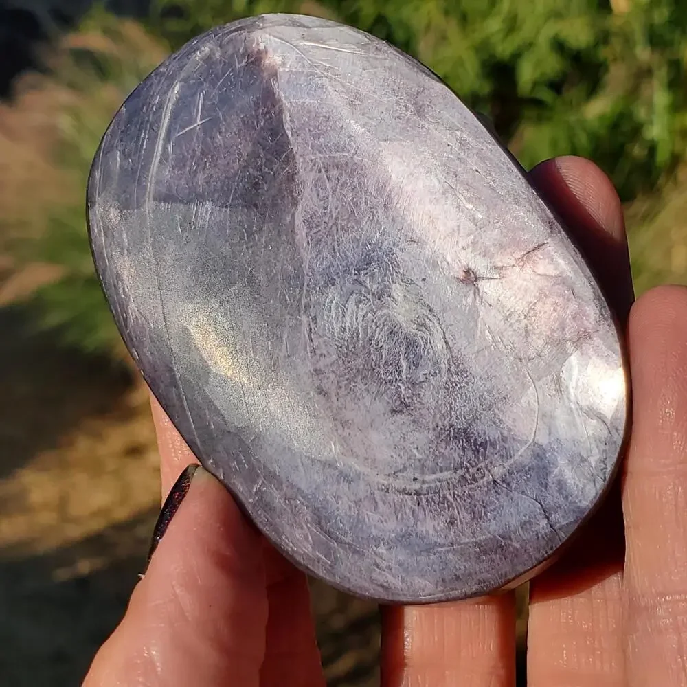 Brazilian Purple Mica Double Side Flash Crystal Palmstone Freeform 132 Grams